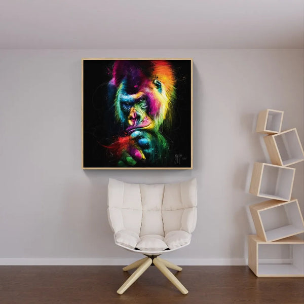 Touteladeco / Tableau Pop Art / Singe / Décoration Murale / Moderne / Pop Art / Couleur / Graffiti / Toile / Tableau / Patrice Murciano / Gorille / Pensan
