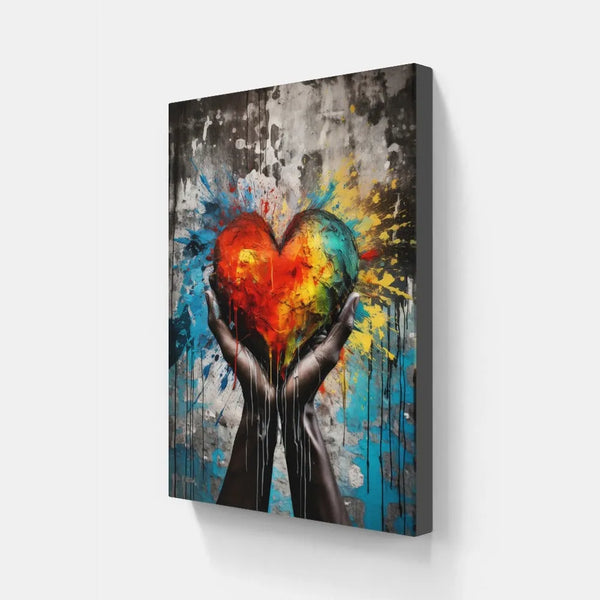 Touteladeco / Tableau Art / Abstrait / Couleurs / Explosions / Graffiti / Graffiti / Pop Art / Décoration Murale / Décoration de maison / Moderne / Toile / Coeur