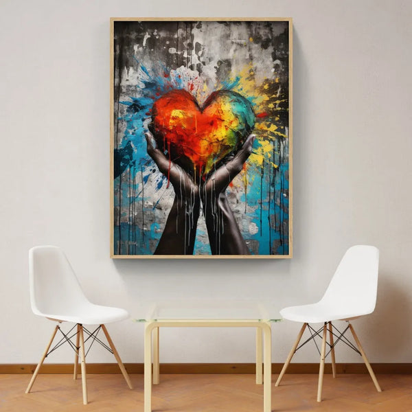 Touteladeco / Tableau Art / Abstrait / Couleurs / Explosions / Graffiti / Graffiti / Pop Art / Décoration Murale / Décoration de maison / Moderne / Toile / Coeur