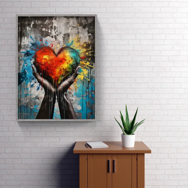 Touteladeco / Tableau Art / Abstrait / Couleurs / Explosions / Graffiti / Graffiti / Pop Art / Décoration Murale / Décoration de maison / Moderne / Toile / Coeur