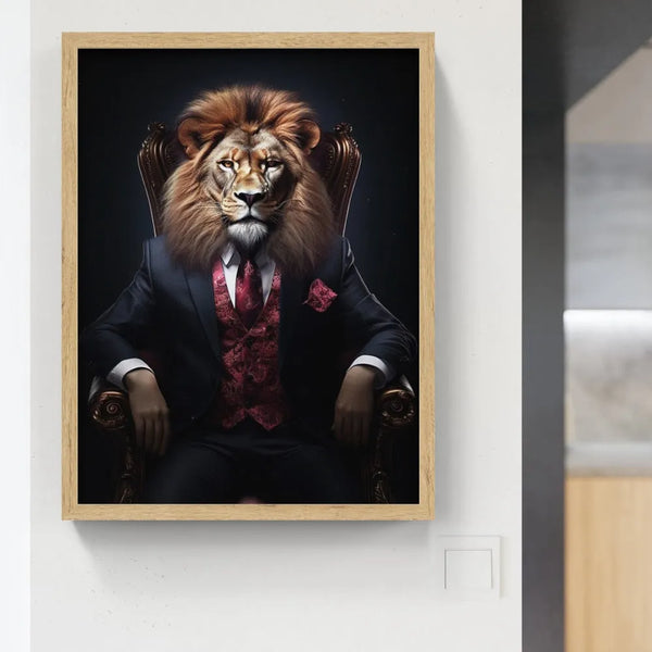 Touteladeco / Tableau Lion / Animaux / Lion / Décoration Murale / Décoration de maison / Moderne / Toile Lion / Grande taille / Costume / Chic / Fauteuil