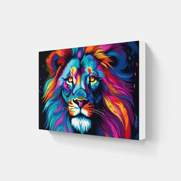 Touteladeco / Tableau Pop Art / Pop Art / Décoration Murale / Moderne / Lion / Famille / Roi / Toile / Tableau / Bleu / Couleur