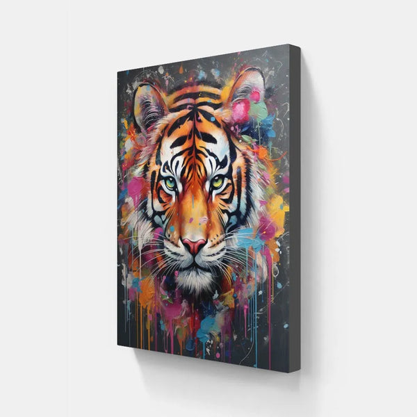 Touteladeco / Tableau Pop Art / Animaux / Décoration Murale / Décoration de maison / Moderne / Toile / Pop Art / Tigre / Felin / Graffiti / Couleur
