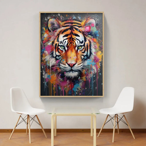 Touteladeco / Tableau Pop Art / Animaux / Décoration Murale / Décoration de maison / Moderne / Toile / Pop Art / Tigre / Felin / Graffiti / Couleur