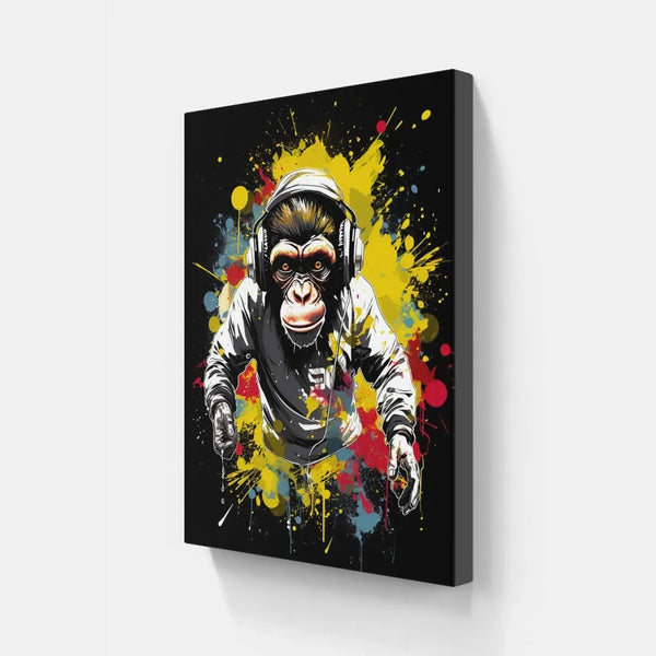 toile / singe / animaux / graffiti / dj / casque / tableaux / decoration / pop art