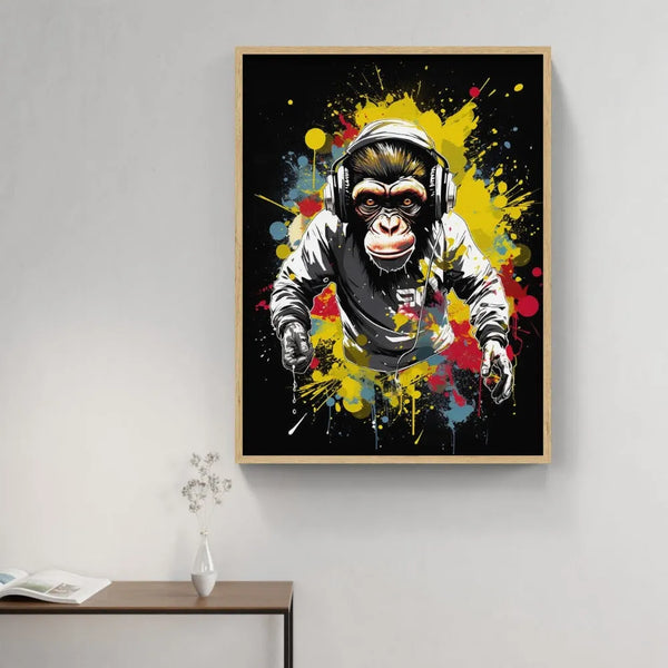 toile / singe / animaux / graffiti / dj / casque / tableaux / decoration / pop art