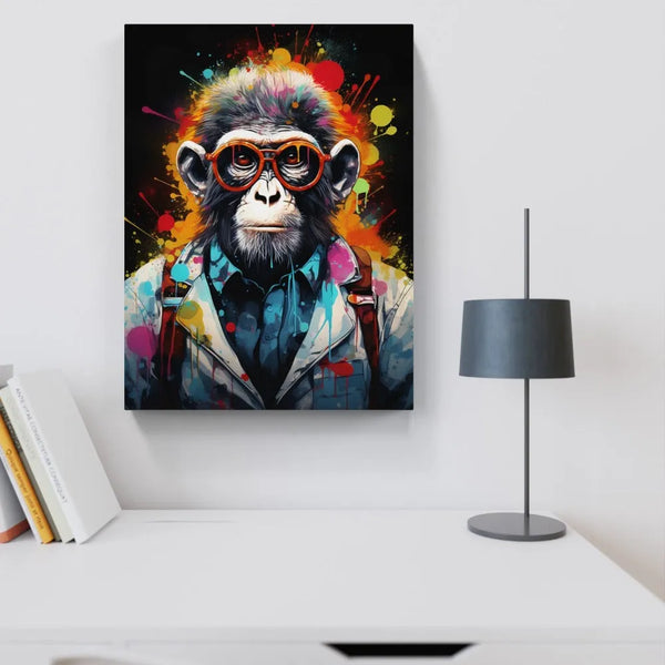 toile / singe / animaux / graffiti / Lunettes / Sac à dos / Veste / Etudiant / Tableau / Decoration / Touteladeco / Salon