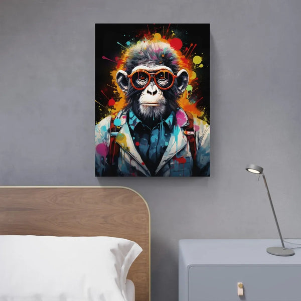 toile / singe / animaux / graffiti / Lunettes / Sac à dos / Veste / Etudiant / Tableau / Decoration / Touteladeco / Salon