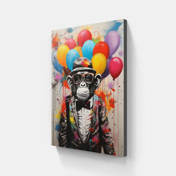 toile / singe / animaux / tableaux / decoration / Magicien / Chapeau / Costume / Enfant / Ballons / Couleurs / Chambre