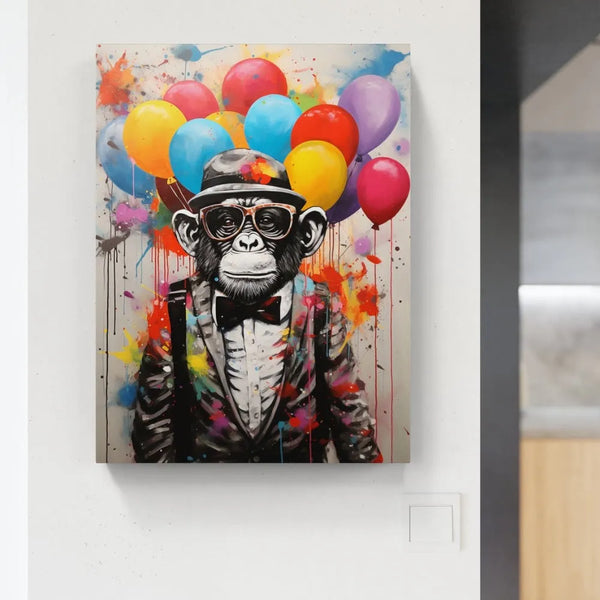 toile / singe / animaux / tableaux / decoration / Magicien / Chapeau / Costume / Enfant / Ballons / Couleurs / Chambre