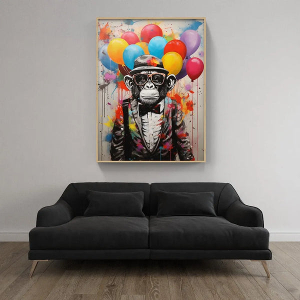 toile / singe / animaux / tableaux / decoration / Magicien / Chapeau / Costume / Enfant / Ballons / Couleurs / Chambre