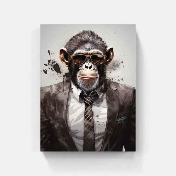 Touteladeco / Toile / Tableau / Decoration / Salon / Singe / Gorille / Costume / Cravate / lunettes / Entrepreneur / Businessman