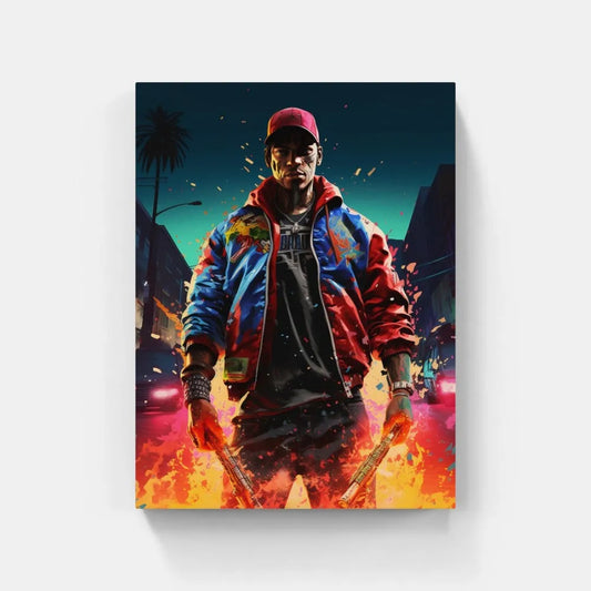 Touteladeco / Tableau / Pop Art / Jeux-Vidéo / GTA / Vice CIty / Gangsta / Console / Graffiti / Playstation / Décoration Murale / Décoration de maison / Moderne / Toile / Cadeau