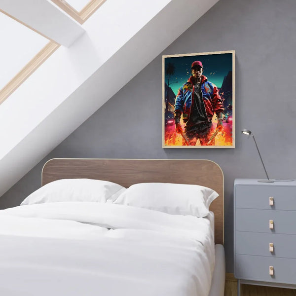 Touteladeco / Tableau / Pop Art / Jeux-Vidéo / GTA / Vice CIty / Gangsta / Console / Graffiti / Playstation / Décoration Murale / Décoration de maison / Moderne / Toile / Cadeau