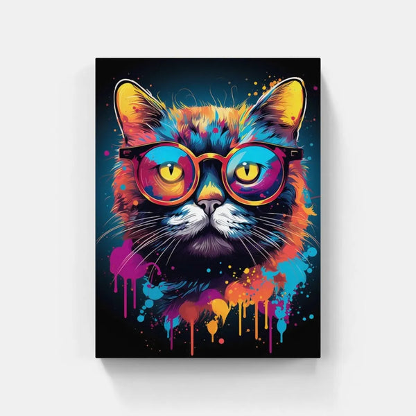 Touteladeco / Tableau Pop Art / Animaux / Chat / Décoration Murale / Décoration de maison / Moderne / Graffiti / Lunettes / Salon