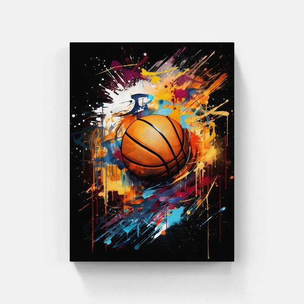 Touteladeco / Toile / Tableau / tableau basketball énergie / art sportif moderne / décoration murale basket / ballon de basket en action / peinture street art dynamique / explosion de couleurs / style graffiti contemporain / tableau sportif motivant / déco pour fan de basket / impression sur toile / ambiance urbaine et intense