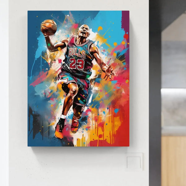 Touteladeco / Toile / Tableau / Decoration Salon / Chambre / Sport / Basket / Ballon / Cadeau / Graffiti / Chicago Bulls / Jordan / Air / Dunk