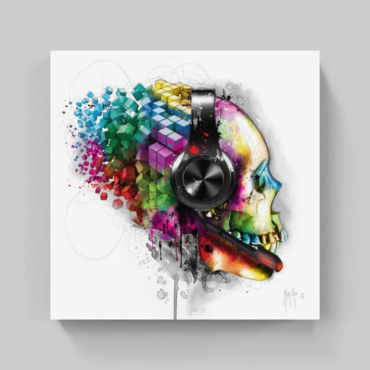Touteladeco / Toile / Tableau / Cadeau / Patrice Murciano / Crane / Casque / Gamer / Jeux Video / Decoration Salon / Chambre