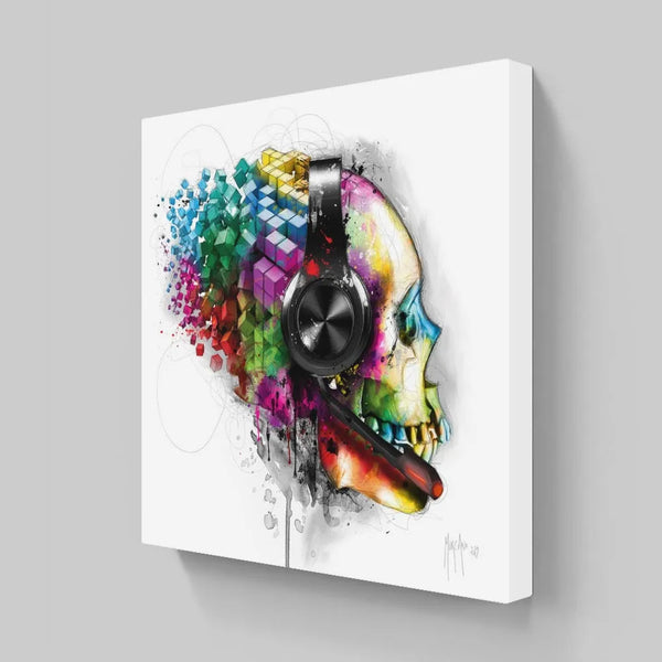 Touteladeco / Toile / Tableau / Cadeau / Patrice Murciano / Crane / Casque / Gamer / Jeux Video / Decoration Salon / Chambre
