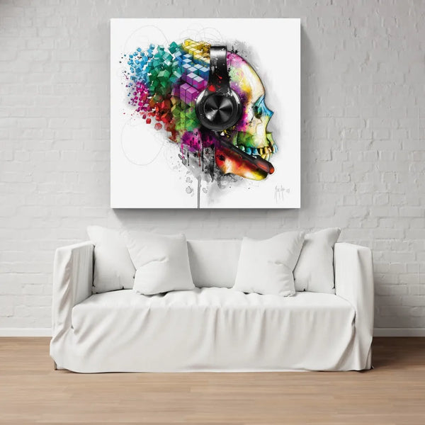 Touteladeco / Toile / Tableau / Cadeau / Patrice Murciano / Crane / Casque / Gamer / Jeux Video / Decoration Salon / Chambre