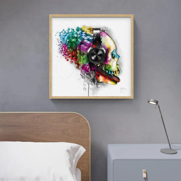 Touteladeco / Toile / Tableau / Cadeau / Patrice Murciano / Crane / Casque / Gamer / Jeux Video / Decoration Salon / Chambre