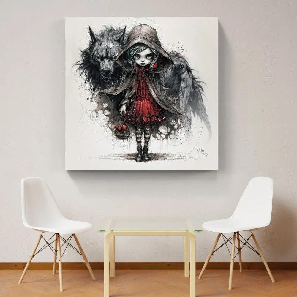 Touteladeco / Toile / Tableau / Cadeau / Anniversaire / Decoration / Gothique / Chaperon Rouge / Loup / Salon  / Patrice Murciano / Cinema