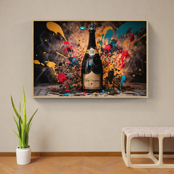 Touteladeco / Tableau Art / Luxe / Champagne / Graffiti / Pop Art / Décoration Murale / Décoration de maison / Moderne / Toile