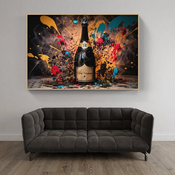 Touteladeco / Tableau Art / Luxe / Champagne / Graffiti / Pop Art / Décoration Murale / Décoration de maison / Moderne / Toile