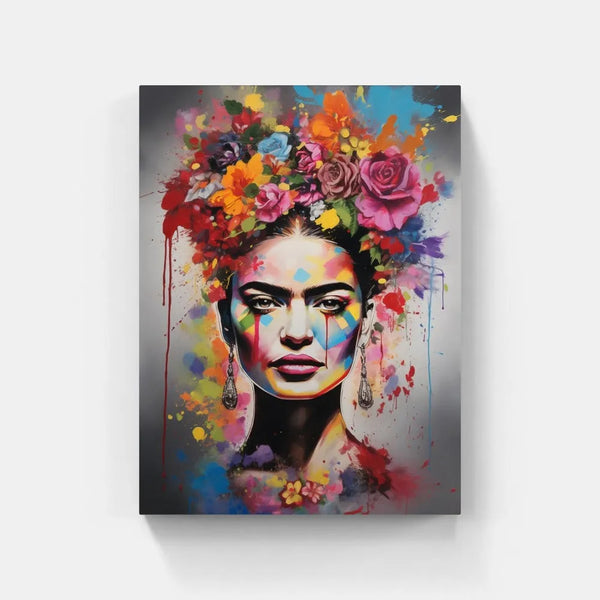 Touteladeco / Tableau Pop Art / Street Art / Girl Power / Grafiti / Décoration Murale / Décoration de maison / Moderne / Graffiti / Femme / Visage / Couleur / Fleurs / Frida Kahlo