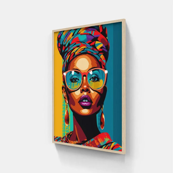 Touteladeco / Tableau Pop Art / Street Art / Girl Power / Décoration Murale / Décoration de maison / Moderne / Femme / Visage / Couleur / Afrique / African / Girl / Doré / Queen / Pop Art / Lunettes