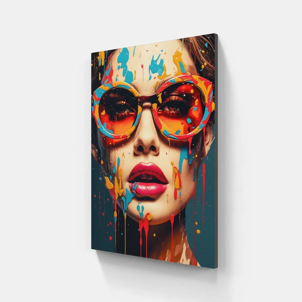 Touteladeco / Tableau Pop Art / Street Art / Girl Power / Grafiti / Décoration Murale / Décoration de maison / Moderne / Graffiti / Femme / Visage / Couleur / Fleurs / Pop Art / Lunettes / Regard