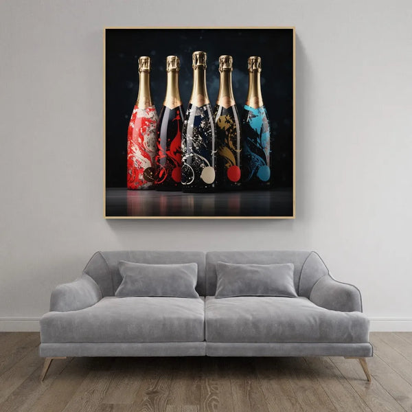Touteladeco / Tableau Art / Luxe / Champagne / Graffiti / Pop Art / Décoration Murale / Décoration de maison / Moderne / Toile / Prestige / Decoration Bar