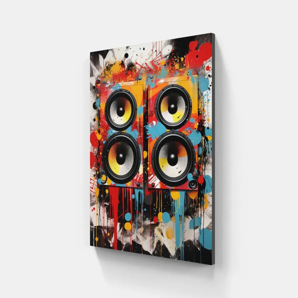 Touteladeco / Tableau Art / Casque / Musique / DJ / Deejay / Graffiti / Pop Art / Décoration Murale / Décoration de maison / Moderne / Toile / Enceinte / Cadeau