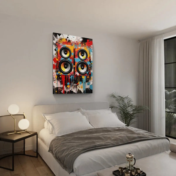Touteladeco / Tableau Art / Casque / Musique / DJ / Deejay / Graffiti / Pop Art / Décoration Murale / Décoration de maison / Moderne / Toile / Enceinte / Cadeau