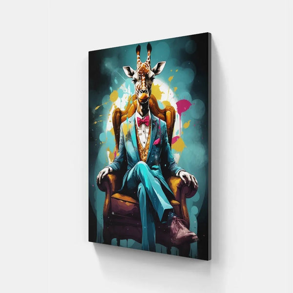 Touteladeco / Tableau Art / Animaux / Girafe / Costume / Fauteuil / Entrepreneur / Couleur / Pop Art / Graffiti / Décoration Murale / Décoration de maison / Moderne / Toile / Cadeau