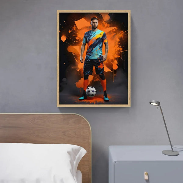 Touteladeco / Toile / Tableau / Cadeau / Anniversaire / Sport / Ballon / Foot / Footballeur / Messi / Decoration Chambre / Graffiti / Maillot / Short