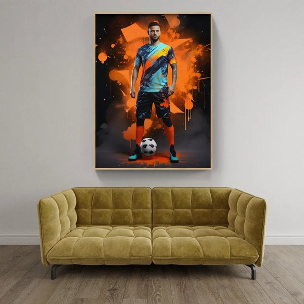Touteladeco / Toile / Tableau / Cadeau / Anniversaire / Sport / Ballon / Foot / Footballeur / Messi / Decoration Chambre / Graffiti / Maillot / Short