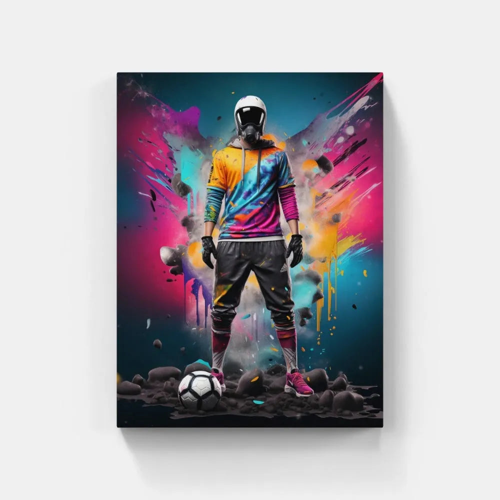 Touteladeco / Toile / Tableau / Cadeau / Anniversaire / Sport / Ballon / Foot / Footballeur / Messi / Decoration Chambre / Graffiti / Fusion / Couleur