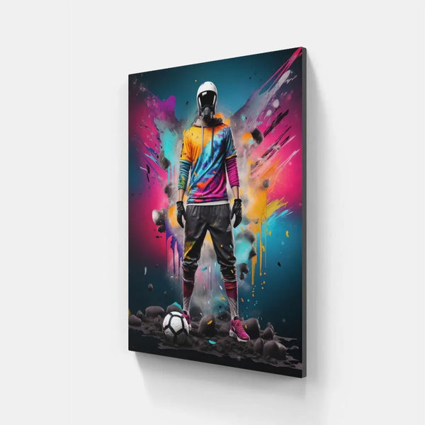 Touteladeco / Toile / Tableau / Cadeau / Anniversaire / Sport / Ballon / Foot / Footballeur / Messi / Decoration Chambre / Graffiti / Fusion / Couleur
