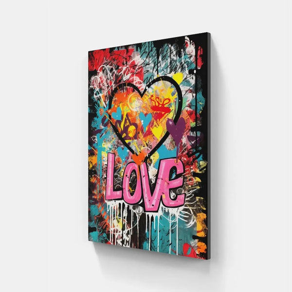 Touteladeco / Tableau Art / Banksy / Street Art / Love / Street / Couleur / Graffiti / Pop Art / Décoration Murale / Décoration de maison / Moderne / Toile