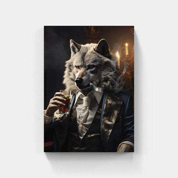 Touteladeco / Tableau Pop Art / Loup / CIgare / Décoration Murale / Moderne / Verre / Costume / Siege / Toile / Tableau