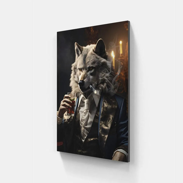 Touteladeco / Tableau Pop Art / Loup / CIgare / Décoration Murale / Moderne / Verre / Costume / Siege / Toile / Tableau
