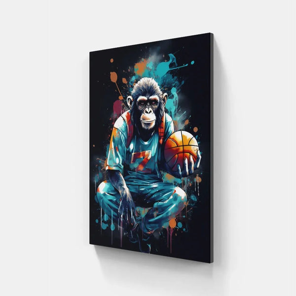 Touteladeco / Tableau Pop Art / Singe / Décoration Murale / Moderne / Pop Art / Couleur / Graffiti / Toile / Tableau / Sport / Cadeau / Basket / Ballon