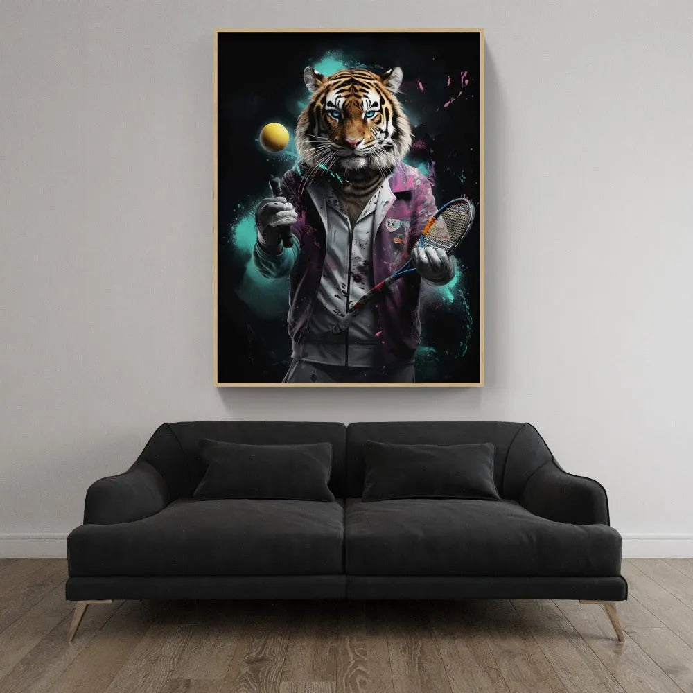 Touteladeco / Toile / Tableau / Cadeau / Anniversaire / Pop Art / Felins / Sport / Tennis / Balle / Sportswear / decoration Chambre / Salon