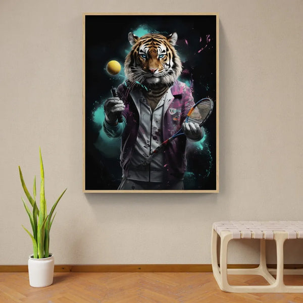 Touteladeco / Toile / Tableau / Cadeau / Anniversaire / Pop Art / Felins / Sport / Tennis / Balle / Sportswear / decoration Chambre / Salon