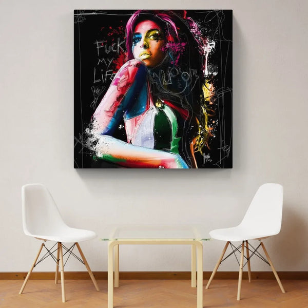 Touteladeco / Tableau Art / Musique / Amy Winehouse / Patrice Murciano / Pop Art / Décoration Murale / Décoration de maison / Moderne / Toile