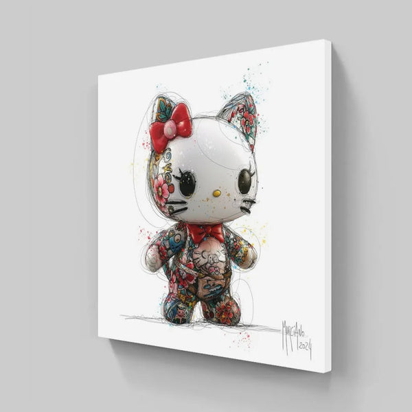 Touteladeco / Toile / Tableau / Enfant / Hello Kitty / Cadeau / Anniversaire / Decoration Chambre / Fille