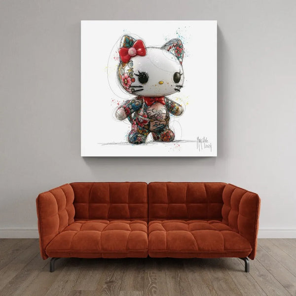 Touteladeco / Toile / Tableau / Enfant / Hello Kitty / Cadeau / Anniversaire / Decoration Chambre / Fille