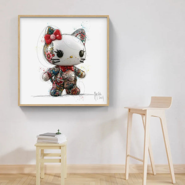 Touteladeco / Toile / Tableau / Enfant / Hello Kitty / Cadeau / Anniversaire / Decoration Chambre / Fille