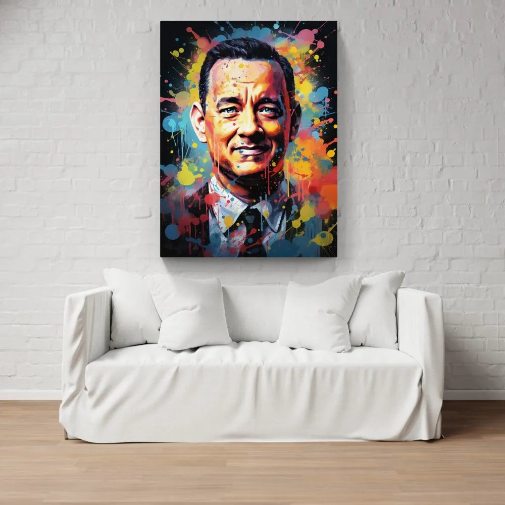 Touteladeco / Toile / Tableau / Cadeau / CInema / Oscars / Tom Hanks / Acteur / Forrest Gump / Decoration Salon / Pop Art